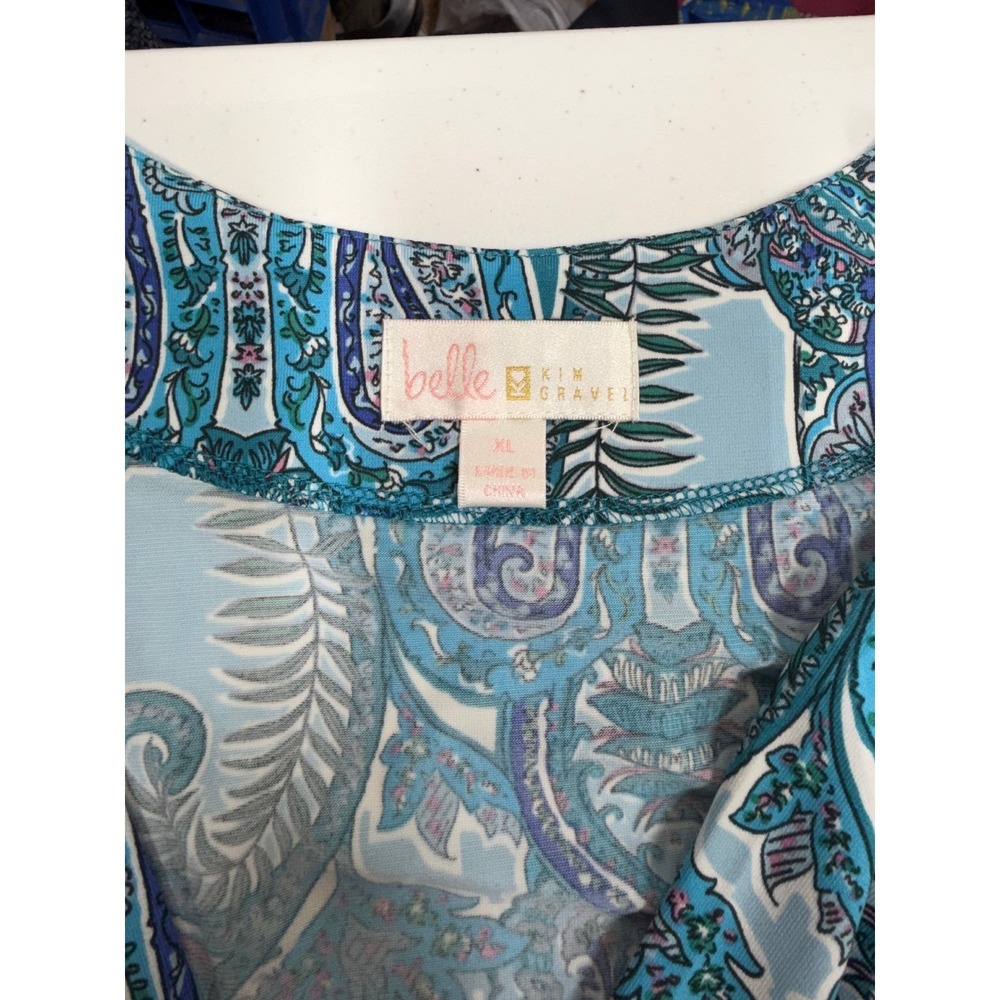 Belle by Kim Gravel Teal Paisley Sleeveless Wrap Maxi Dress XL QVC NWOT A351610‎ - Picture 4 of 10